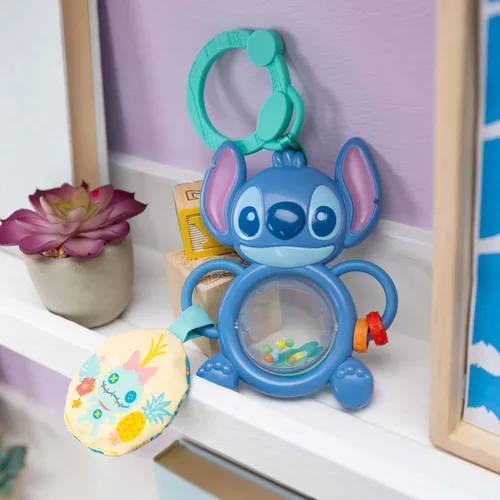 Miniatura 9 de Bright Starts Disney Baby Stitch Tummy Tumble - Juguete giratorio para perseguidor de cuentas, para viajes, unisex, juguete de cochecito para recién