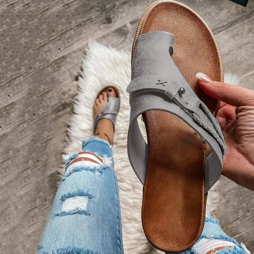 Miniatura 17 de Sandalias planas de verano elegantes para mujer, sandalias ortopédicas para mujer, soporte de arco