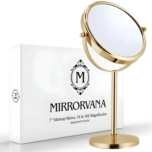Miniatura 8 de MIRRORVANA Espejo de maquillaje con aumento 10X en soporte redondo para mesa, escritorio de tocador de dormitorio y encimera de baño, espejo