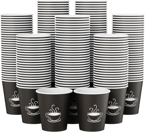 Miniatura 9 de TV TOPVALUE Paquete de 210 tazas de café de papel de 12 onzas, vasos de papel negro desechables para beber caliente, agua, té, utilizado