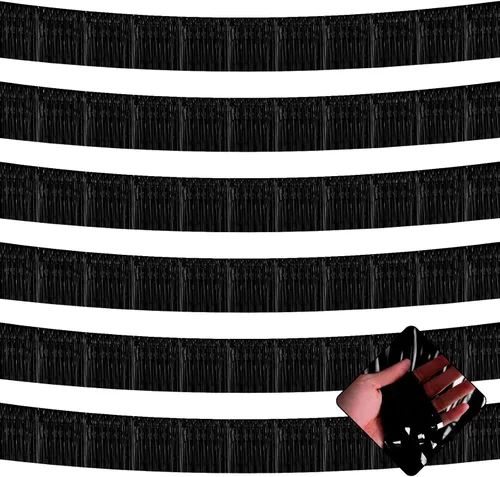 Paquete de 6 coronas de 10 pies de flecos de aluminio con oropel metálico, serpentinas, bandera, cortina para colgar en la pared, telones de fondo