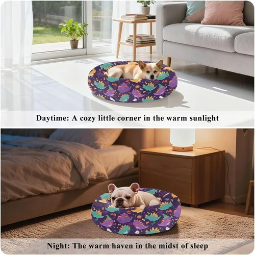 Miniatura 4 de Pet Dog Bed Calming Anti Anxiety Fluffy Cat Cave Bed for Extra Small Size Pets Sleeping S Cute Dinosaur Cartoon Halloween Witch Spiders Web