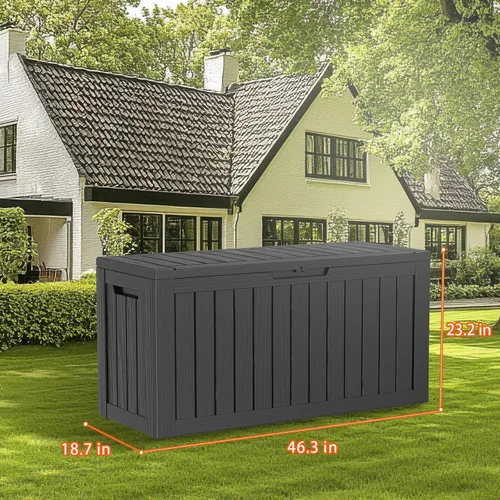 Miniatura 6 de DRATO Caja de cubierta de 80 galones, caja de almacenamiento al aire libre para muebles de patio, cojines de patio, herramientas de jardinería, Negro