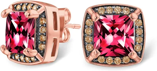 Aretes de tuerca de circonita cúbica AAA con corte de cojín cuadrado para mujer, imitación de oro rosa, más colores, Gema Metal, Circonia cúbica