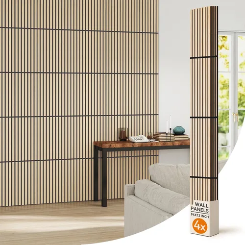 Miniatura 13 de Upick Paneles de pared acústicos plegables, paquete de 4 paneles de madera MDF de 48 x 12.6 pulgadas para pared, paneles de pared absorbentes