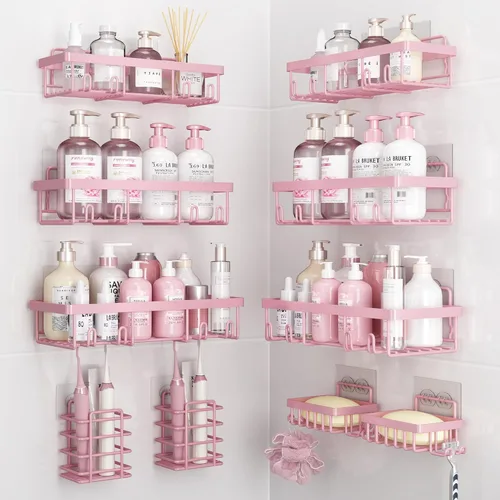 Miniatura 20 de Liuoud Juego de 5 Organizadores de Ducha Adhesivos para Pared, Estante para Interior de Ducha, Cesta de Almacenamiento de Baño Inoxidable Resistente