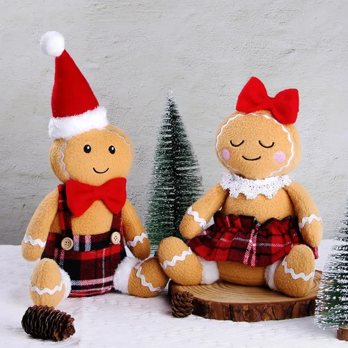 Miniatura 2 de BWFY 2 piezas de decoración navideña de hombre de jengibre para interiores para ornamento de Navidad, decoración del hogar, muñeca de jengibre
