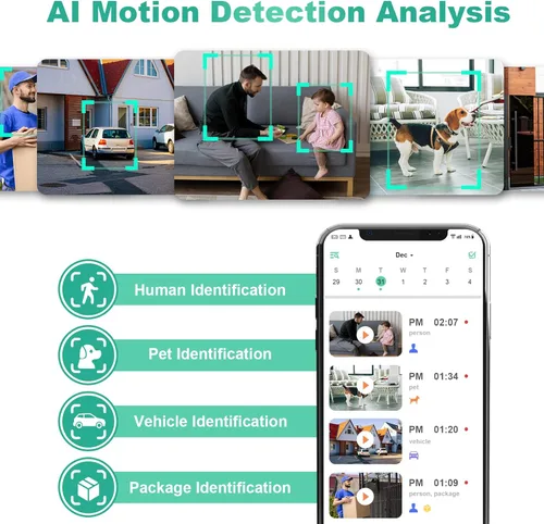 Miniatura 7 de Cámaras de seguridad inalámbricas para exteriores, 2K alimentadas por batería con detección de movimiento AI, foco, alarma de sirena, WiFi, cámara