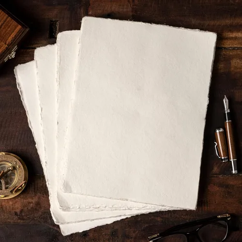 Miniatura 6 de Papel de acuarela Papel vintage de tamaño carta, 8.5 x 11 pulgadas, papel hecho a mano de 200 GSM, 50 hojas de papel de algodón reciclado, Blanco