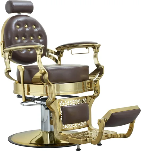 Miniatura 13 de Profesional ajustable Vintage Barber Chair para peluqueros Heavy Tattoo Shampoo Equipo de salón de belleza (dorado)