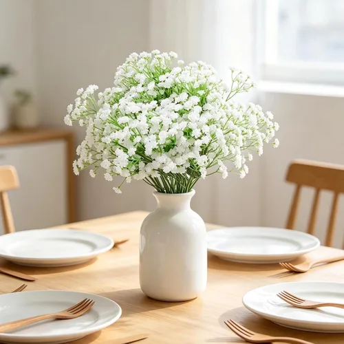 Miniatura 3 de Ramo de gypsophila artificial de 18 piezas de flores artificiales de aliento de bebé, arreglo floral para centros de mesa de boda y decoraciones