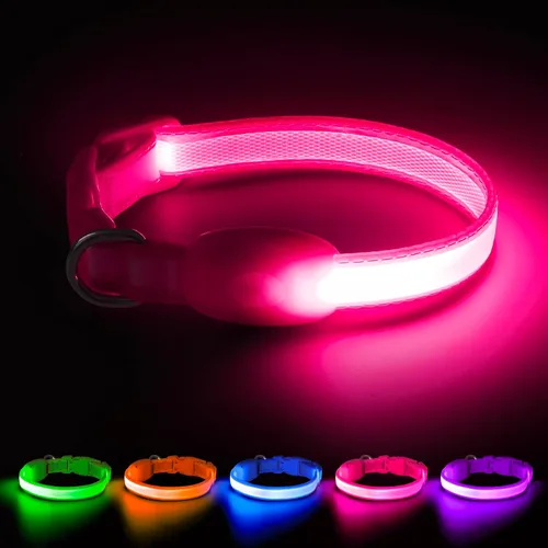 Miniatura 17 de Collar LED para Perros Vizpet, Collar para Perros Luminoso Ajustable Recargable por USB Super Brillante Luz de Seguridad Collares Brillantes