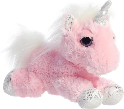 Peluche de unicornio con ojos soñadores Aurora World color rosa de 10 pulgadas
