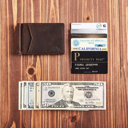 Miniatura 11 de YBONNE - Cartera fina con clip para dinero, de cuero auténtico, bloqueo RFID, minimalista
