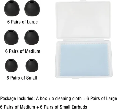 Miniatura 2 de 18 pares de puntas de silicona para auriculares de repuesto para auriculares intraurales (agujero interior de auriculares de 0.150 in a 0.217 in)