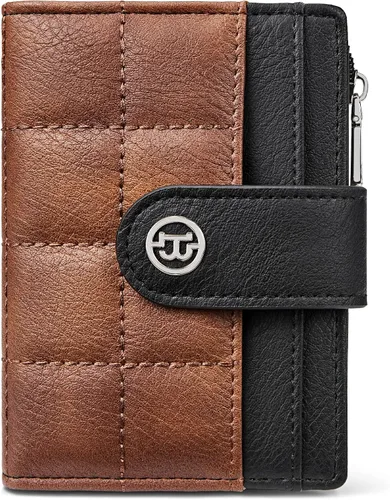 Miniatura 15 de BOSTANTEN - Cartera pequeña para mujer de cuero con bloqueo RFID, tarjetero plegable compacto con cremallera y bolsillo para monedas, Pequeña