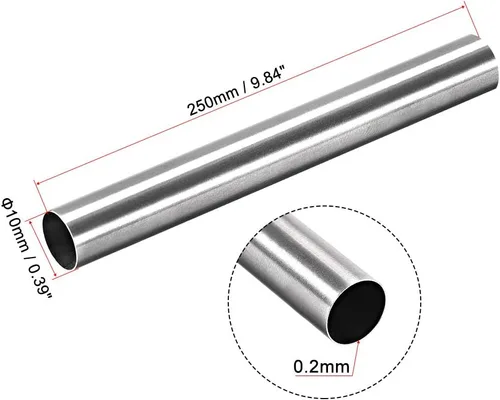 Miniatura 2 de uxcell Tubo redondo de acero inoxidable 304 0.394 in OD 0.008 in espesor de pared 9.843 in longitud tubo recto sin costura 4 piezas