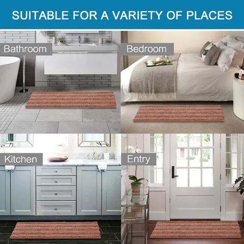 Miniatura 406 de H.VERSAILTEX Alfombras de baño para cuarto de baño, antideslizantes, tapetes de baño extragruesos, de felpilla, a rayas, alfombra de 20" x 32