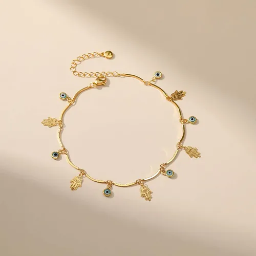 Miniatura 36 de Tobillera para mujer, chapada en oro de 18 quilates, tobillera con dije de oro, impermeable, para verano, playa, cadena de pie, joyería para regalos