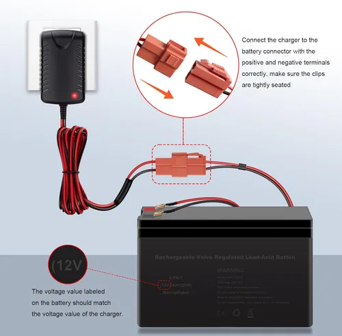 Miniatura 5 de Cargador de batería de 12 voltios para juguetes de paseo - Compatible con BMX X6 Kid TRAX GMC Wal-Mart Moto ATV Quad adaptador de corriente