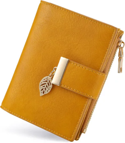 Miniatura 15 de yiijay Billetera pequeña para mujer, con bloqueo RFID, de piel, plegable, tarjetero para tarjetas de crédito para mujeres, cartera compacta
