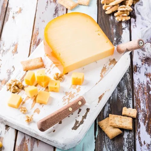 Miniatura 5 de Gayo Azul Rueda de queso Gouda suave – cera roja, 9-10 libras (aproximadamente)