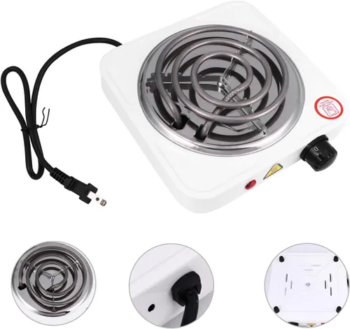 Miniatura 4 de Estufa eléctrica portátil de un solo quemador con control de temperatura ajustable, placa de calefacción de bobina eficiente, placa de calefacción