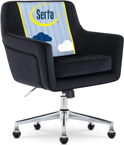 Miniatura 23 de Serta Ashleigh - Silla de oficina moderna, diseño acolchado de diamante, cojín de asiento de bobina de bolsillo, elegante sillón decorativo de Cuero