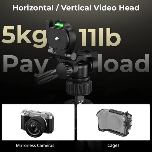 Miniatura 6 de SmallRig Soporte de trípode para cámara de 71" AP-21, trípode de viaje para iPhone y cámara para Canon para Nikon con soporte para teléfono y bolsa