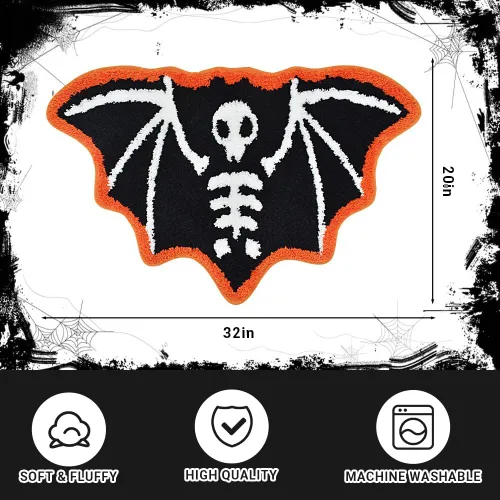 Miniatura 2 de Quimoy Alfombra de baño de murciélagos de Halloween, tapete de baño gótico espeluznante de Halloween, bonito tapete de baño de murciélago
