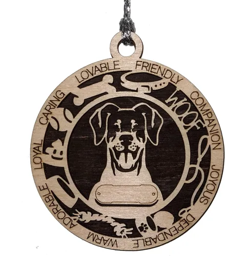 Miniatura 62 de Adorno de Navidad personalizado de madera para perro de 3 pulgadas, nombre y texto personalizables, hecho a mano en Estados Unidos, diseño de corte