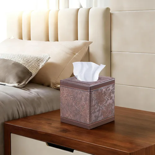Miniatura 7 de Funda de caja de pañuelos de cuero cuadrado, actualización 99% compatible de gran tamaño, soporte de caja de pañuelos cúbico para papel facial