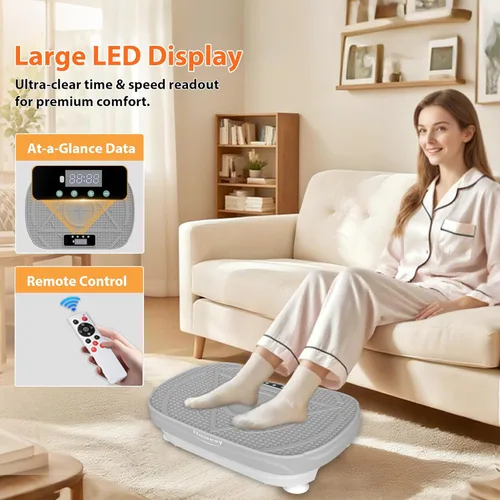 Miniatura 12 de Homesy Vibration Plate Exercise Machine, Vibrating Plate for Lymphatic Drainage, Full Body Shaking Workout Fitness Platform Board, Sport Gym