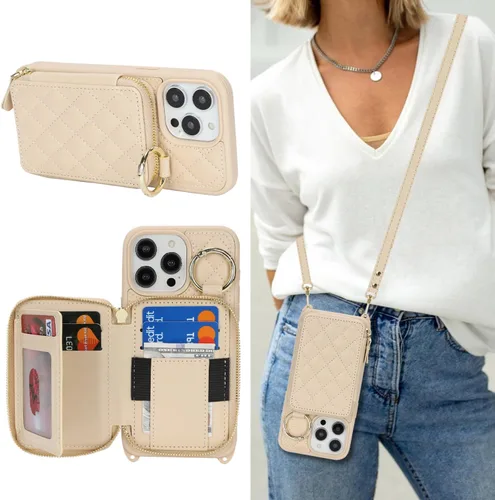 Miniatura 12 de Funda Cartera Bandolera para iPhone 11, Cuero PU Cremallera Bolso Cartera Funda Plegable con Tapa, Funda Folio con Soporte con Ranuras para Tarjetas