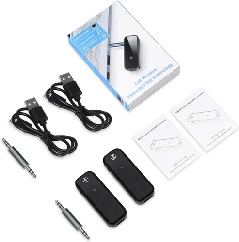 Miniatura 8 de Paquete de 2 adaptadores Bluetooth Aux para coche, receptor transmisor Bluetooth 5.3 2 en 1 para auriculares, altavoz de audio para el hogar