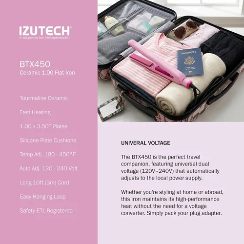 Miniatura 8 de IZUTECH BTX450 One Inch Styler Algodón Rosa