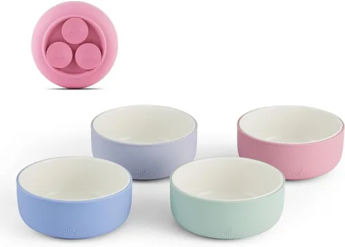 Miniatura 22 de Elk and Friends Cuencos de porcelana para niños con manga de silicona Alimentación para niños/niños pequeños/bebés Apto para microondas