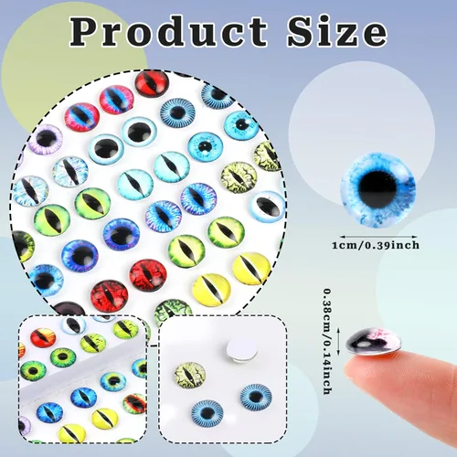 Miniatura 2 de 100 ojos de cabujón de cristal para hacer muñecas de arcilla, manualidades, manualidades, joyería, ojos de cristal (0.394 pulgadas)