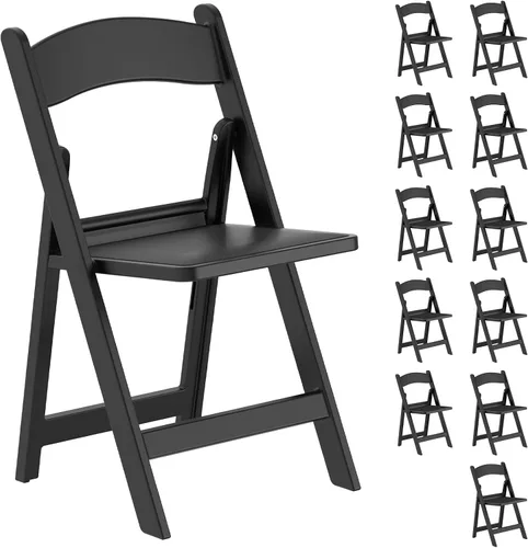 Miniatura 24 de Paquete de 4 sillas plegables de resina, sillas plegables de capacidad de peso de 650 libras con asientos acolchados, silla plegable ligera