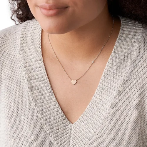 Miniatura 3 de Fossil Collar de cadena con dije de acero inoxidable grabado chapado para mujer