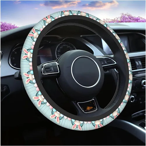 Miniatura 25 de Swono Fundas de volante de neopreno antideslizantes con diseño de fantasmas lindos y divertidos fantasmas bailarines de Halloween, agarre cómodo