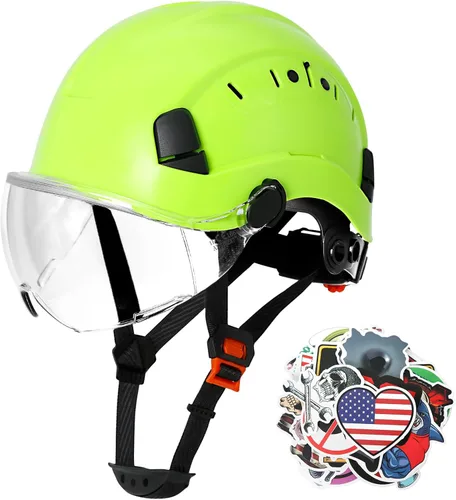 AOLAMEGS Casco Duro de Seguridad ABS – Casco de Seguridad Aprobado ANSI Z89.1 con Visera Ajustable Ventilado para Hombres Mujeres Adultos Cascos