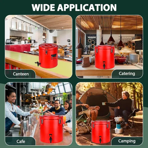 Miniatura 8 de Dispensador de bebidas aislado de 8 galones, dispensador comercial de bebidas frías y calientes con interior de acero inoxidable 304 y boquilla