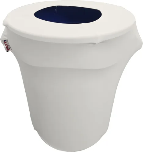 Miniatura 79 de LA Linen Cubierta para cubo de basura ajustable de elastano elástico de 32 galones, cubierta redonda para contenedor de residuos, decoración de Gris