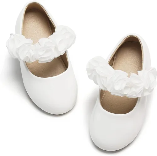 Felix & Flora Zapatos de vestir para niñas pequeñas - Zapatos planos Mary Jane para niñas de flores, zapatos de ballet para fiestas y bodas