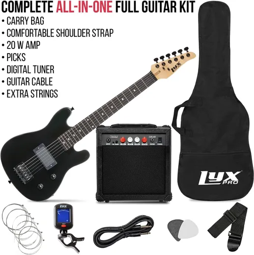 Miniatura 2 de LyxPro Guitarra eléctrica de 30 pulgadas y kit de iniciación para niños con guitarra para principiantes de tamaño 3/4, amplificador, seis cuerdas