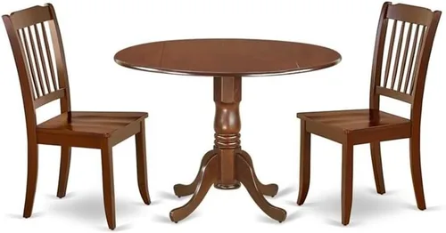 Miniatura 8 de East West Furniture DLDA3-BCH-W Dublin - Juego de habitación de 3 piezas que contiene una mesa de cocina redonda con gotas y 2 sillas de comedor, 42