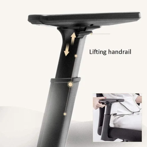 Miniatura 5 de Silla de oficina ergonómica con soporte lumbar, reposabrazos ajustables, altura ajustable, color negro