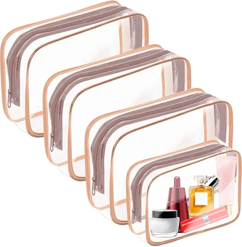 Miniatura 12 de Bolsa de maquillaje transparente AURUZA, bolsas de aseo portátiles para viajes con cremallera, bolsas organizadoras transparentes aprobadas por