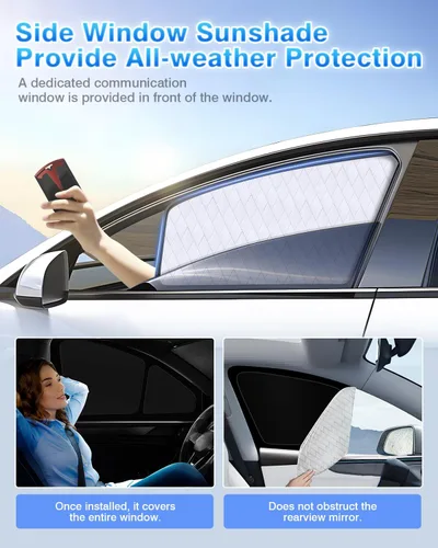 Miniatura 4 de Parasol negro para techo solar impermeable – Compatible con Tesla Model 3/Highland 2020-2026 – Bloqueo UV y reducción de calor – con hebilla negra
